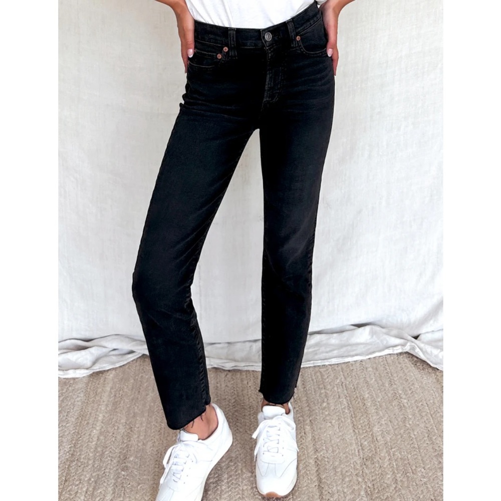 Emerson Fry Twin Doves Tower High Pencil Black Gray Straight Leg Jeans 12 14